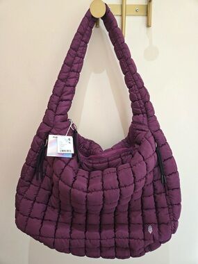 NWT Free People Movement Quilted Carryall Bag in Deep Mulberry